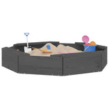 Sandbox with Seats Grey Octagon Solid Wood Pine 825011