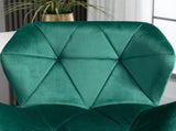 Bar Stools Set Of 2, Velvet-Touch Barstools with Metal Frame Footrest and Adjustable Height, Green T3398P328166