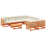 9 Piece Garden Sofa Set with Cushions Wax Brown Solid Wood Pine 3299371