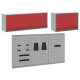 Tool Cabinet Set with Shelf 5 pcs Red Powder-Coated Steel 3321413