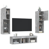5 Piece TV Wall Units with LED Concrete Grey Engineered Wood 3216607