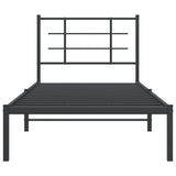 Metal Bed Frame without Mattress with Headboard Black 90x190cm 355553