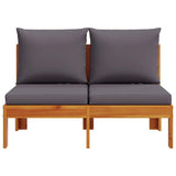 Garden Sofa Armless with Cushions 2-Seater Solid Wood Acacia 367631