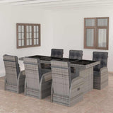 7 Piece Garden Dining Set with Cushions Grey Poly Rattan 3095253