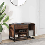 Shoe Bench Brown Oak 80x40x53.5 cm Engineered Wood and Metal 849228