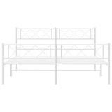 Metal Bed Frame without Mattress with Footboard White 150x200cm 372346