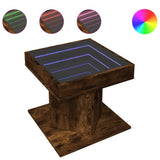 Coffee Table with LED Smoked Oak 50x50x45 cm Engineered Wood 847564
