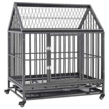 Dog Cage with Wheels and Roof Steel 92x62x106 cm 171493