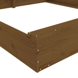 Sandbox with Seats Honey Brown Square Solid Wood Pine 825047