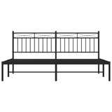Metal Bed Frame without Mattress with Headboard Black 180x200cm 373695