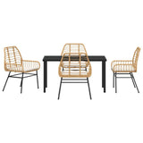 Garden Dining Set 5 pcs Brown Poly Rattan 3380864