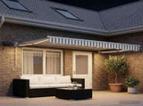 Manual Retractable Awning with LEDs Light Grey and White 3425772