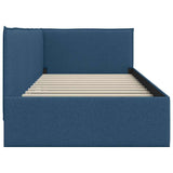 Corner Bed Frame with Headboard Blue 90 x 190 cm Velvet 42016462