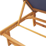 Sun Lounger with Table Blue Solid Wood Acacia and Textilene 4008418