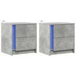 ZNTS Bedside Cabinets with LED Lights 2 pcs Concrete Grey Engineered Wood 852054