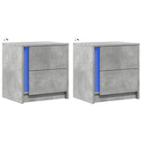 ZNTS Bedside Cabinets with LED Lights 2 pcs Concrete Grey Engineered Wood 852054