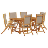 ZNTS 7 Piece Garden Dining Set Solid Wood Acacia and Textilene 3279325