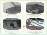 3 Tier Wooden Large Hamster Cage with Sliding Tray, Seesaws, Water Bottle, Grey T3398P375359
