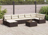 Sofa Set with Cushion Manual 8 pcs Brown and Cream Poly Rattan 3359207
