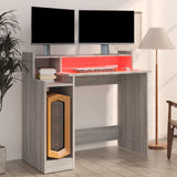 Desk with LED Lights Grey Sonoma 97x45x90 cm Engineered Wood 820476