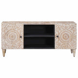 TV Cabinet White 105 x 33.5 x 46 cm Solid Mango Wood 4018368