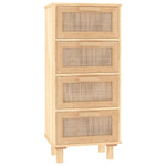 ZNTS Sideboard Brown 40x30x90 cm Solid Wood Pine and Natural Rattan 345644