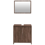 2 Piece Bathroom Furniture Set Brown Oak Engineered Wood 835699