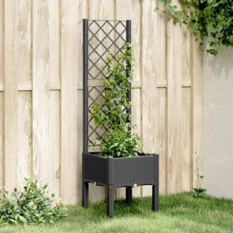 ZNTS Garden Planter with Trellis Black 40x40x142 cm PP 367918