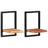 Wall Shelves 2 pcs 25x25x35 cm Solid Wood Acacia and Steel 338461
