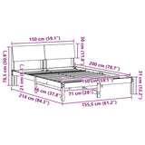 Bed frame Brown and taupe 150 x 200 cm Solid pine wood 878532
