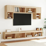 6 Piece TV Wall Units with LED Sonoma Oak Engineered Wood 3216706