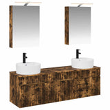 Bathroom Cabinet Set 5 pcs Smoked Oak Engineered Wood 3406595