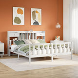 Bookcase Bed without Mattress White 180x200 cm Super King Solid Wood Pine 3321750