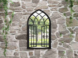 Garden Mirror Black Iron, Glass 100x45 cm Decorative Inlays 318362