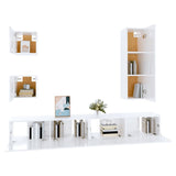 5 Piece TV Cabinet Set White Engineered Wood 3114446