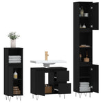 ZNTS 3 Piece Bathroom Furniture Set Black Engineered Wood 3190222
