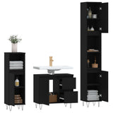 ZNTS 3 Piece Bathroom Furniture Set Black Engineered Wood 3190222