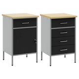 Work Cabinet with Drawer 2 pcs Black and Grey 100 x 55 x 85 cm 3321364