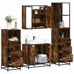 ZNTS 4 Piece Bathroom Furniture Set Smoked Oak Engineered Wood 3301247