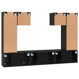 TV Cabinet Set Wall-mounted 7 pcs Black Oak Engineered Wood 3393136