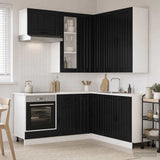 Kitchen Unit LUCCA 8 pcs Black Engineered Wood 3438402