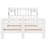 Bookcase Bed without Mattress White 150x200 cm King Size Solid Wood Pine 3309966