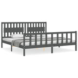 Bed Frame without Mattress Grey 200x200 cm Solid Wood Pine 3192448