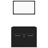 2 Piece Bathroom Furniture Set Black Engineered Wood 804783
