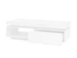 High Glossy LED Coffee Table with Drawer Storage, Wooden Centre Table with RGB Led Lights Rectangle N605P272209W