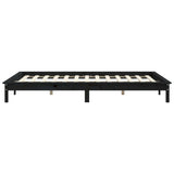 Bed Frame Black Solid Pine Wood King Size Decorative Inlays 820550