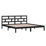 3101202 Bed Frame without Mattress Black Solid Wood 140x190 cm