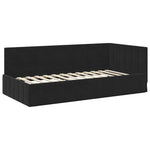 Corner Bed Frame with Headboard Black 100 x 200 cm Velvet 42016322