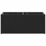 Garden Planter with 2 Pots Black 72x30x32 cm Poly Rattan 366422