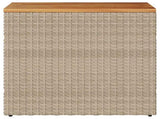 Garden Side Table with Wooden Top Beige 58x27.5x55 cm Poly Rattan 366072